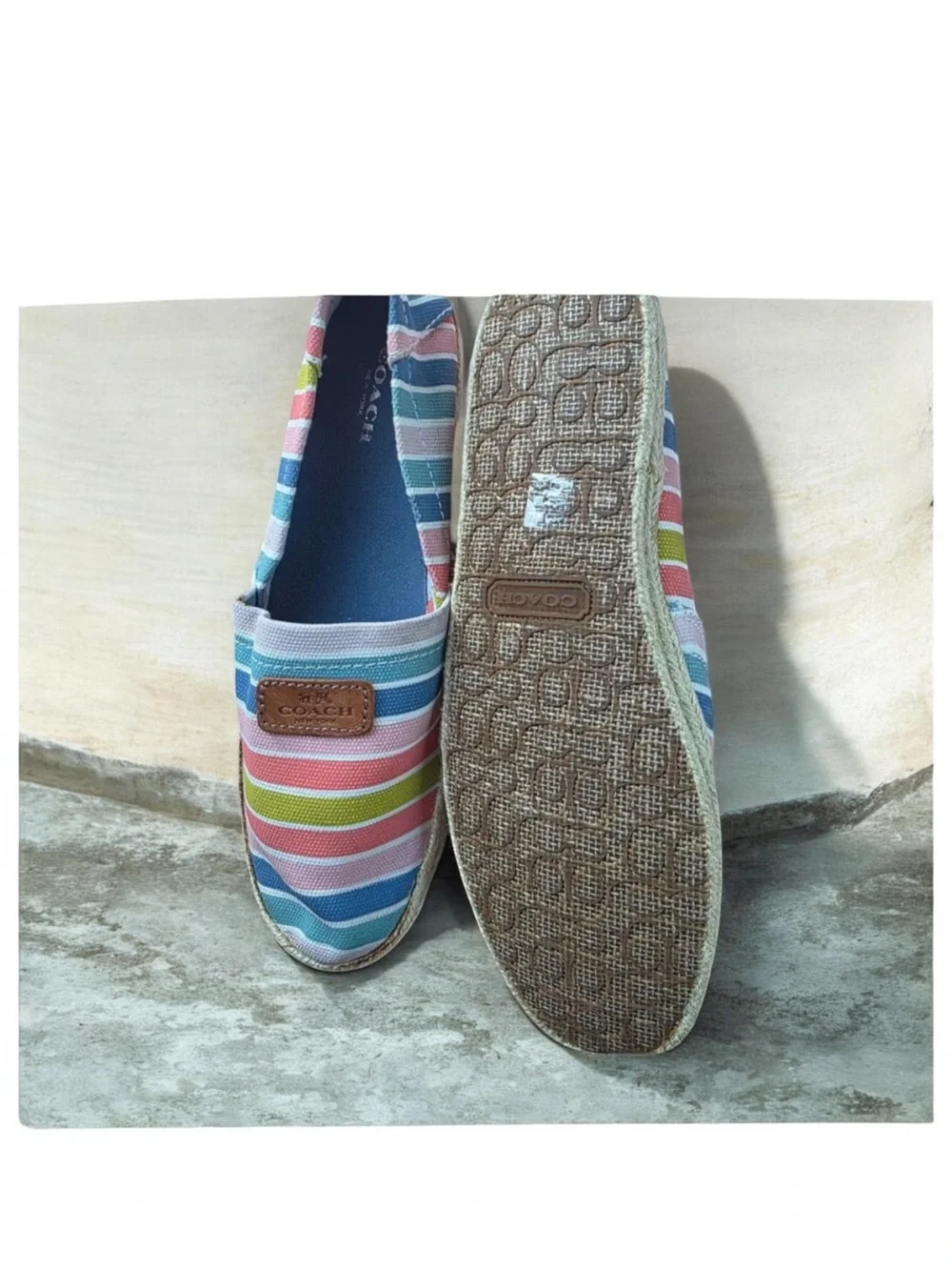 Like New ~ COACH Striped Espadrilles ~ Size 9